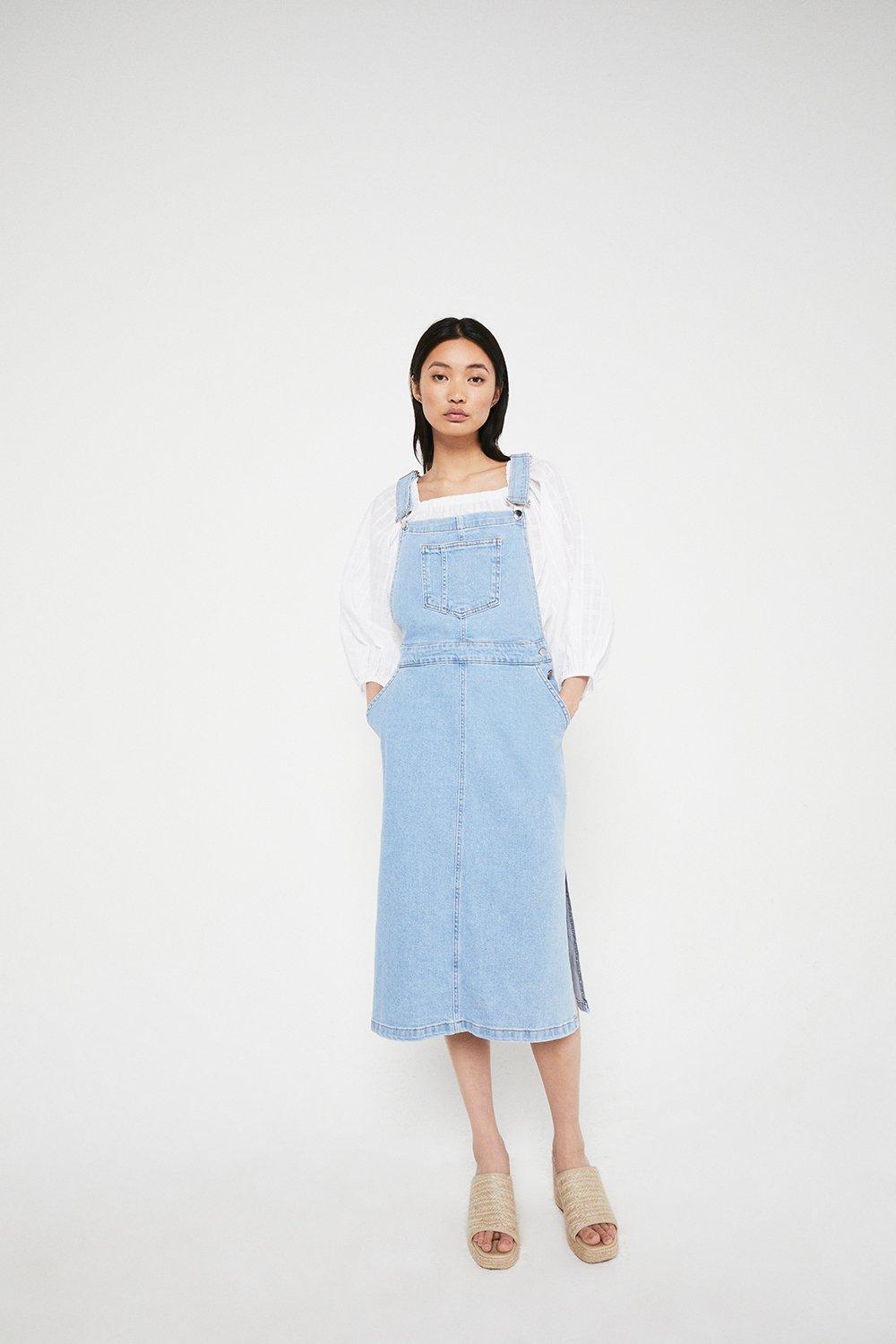 Warehouse denim pinafore dress sales
